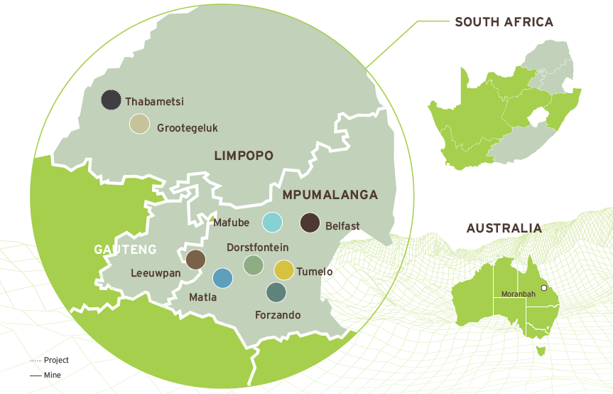 Figure 1: Locations of our coal operations and projects